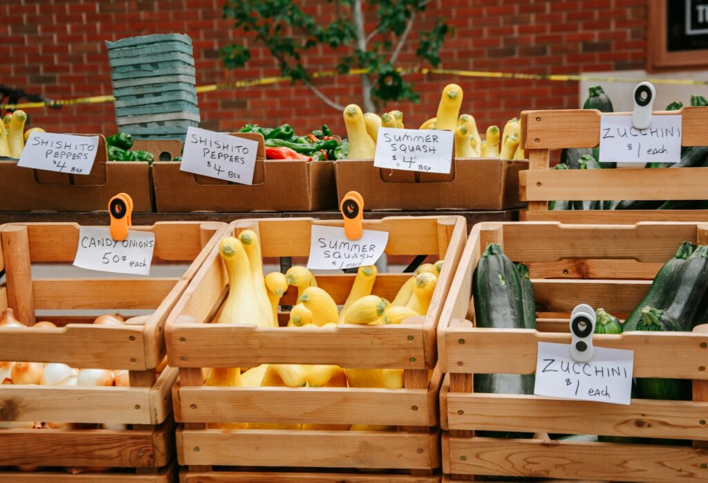 Fresh vegetables at a farmers market